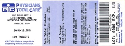 Image Of Lisinopril/hctz Package Label For 20mg/12.5mg (Package Label For 20mg 12.5mg Tablets)